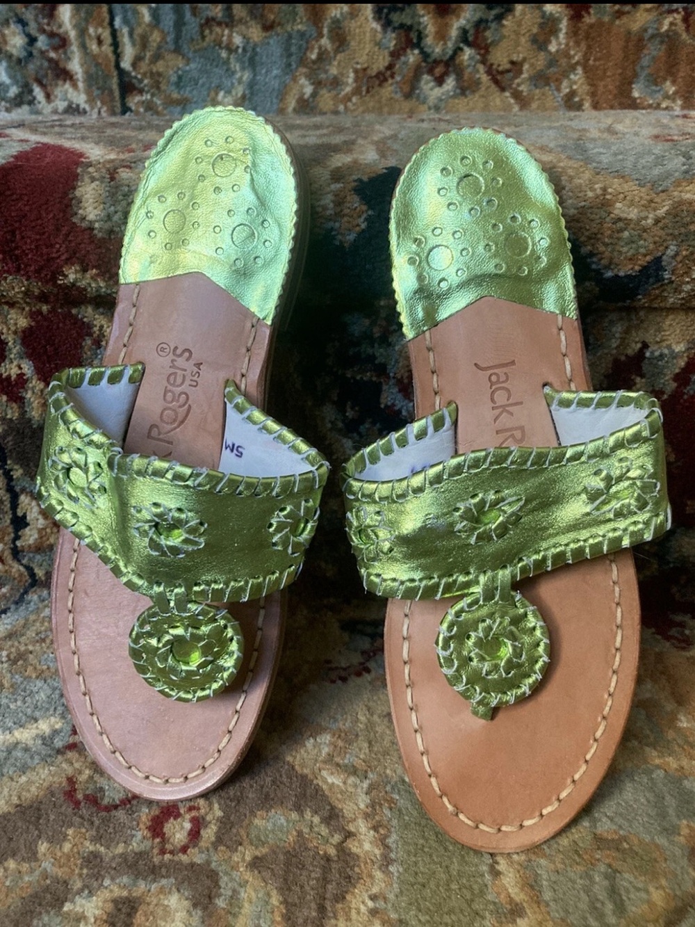 Jack Rogers Metallic Green size 5